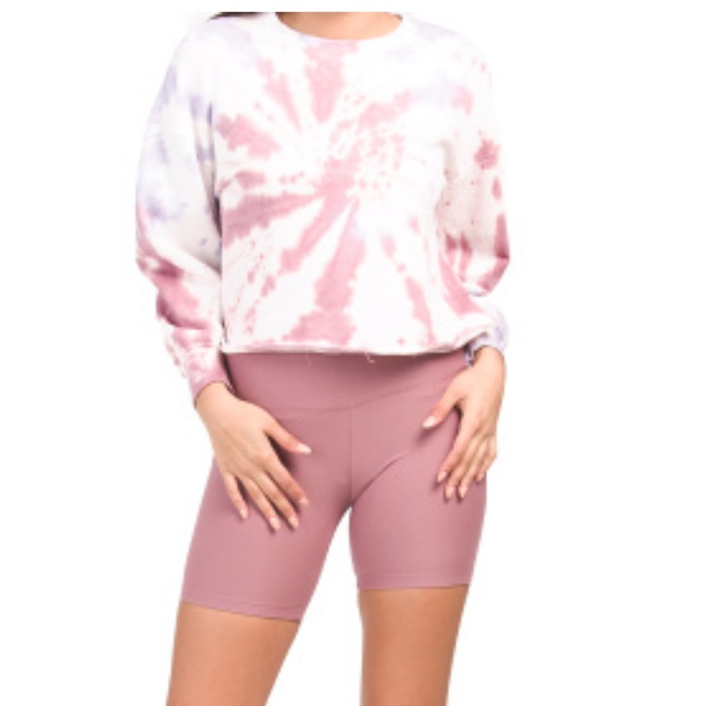 Tie dye high waist bike short set